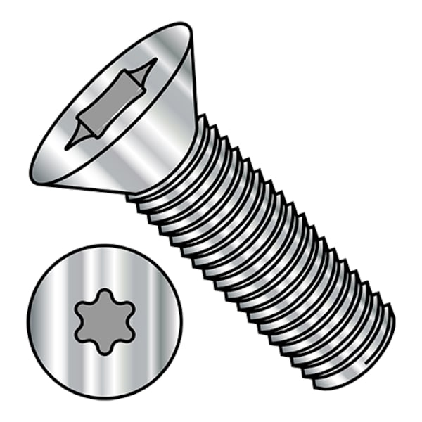 #10-32 x 1 in Torx Flat Machine Screw, Plain Stainless Steel, 2500 PK