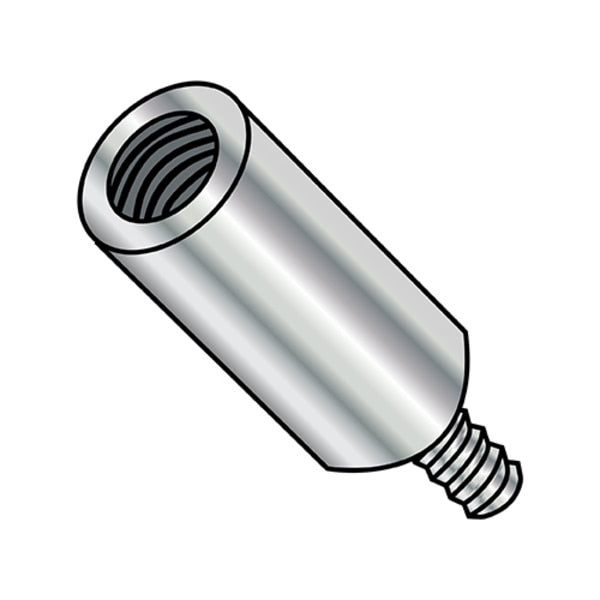 Round Standoffs, #8-32 Thrd Sz, 1-1/8 in Bd L, Brass Nickel Plated, 1/4 in OD