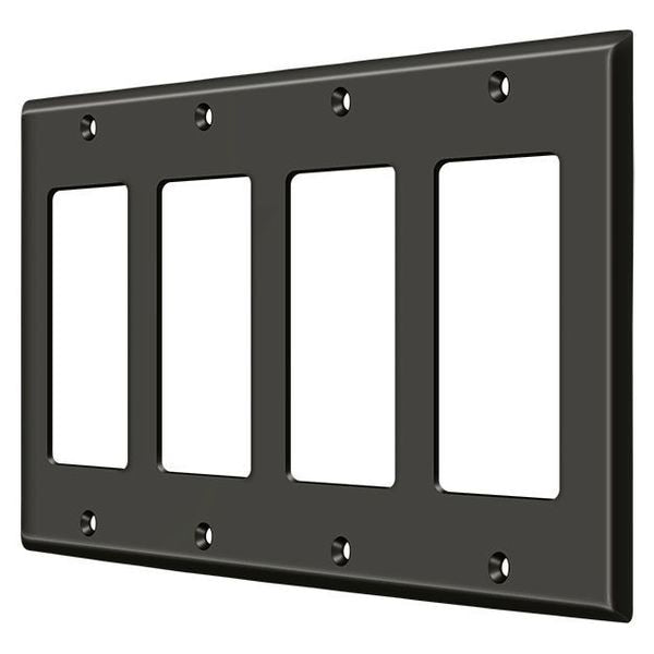 Quadruple Rocker Switch Plate, Number of Gangs: 4 Solid Brass, Oil Rubbed Bronze Finish