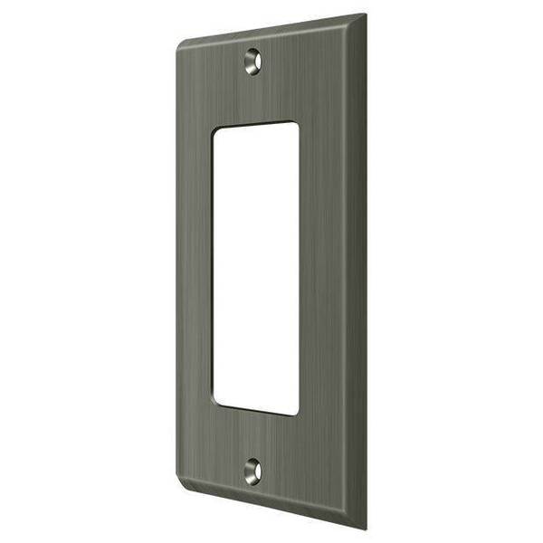 Single Rocker Switch Plate, Number of Gangs: 1 Solid Brass, Antique Nickel Finish