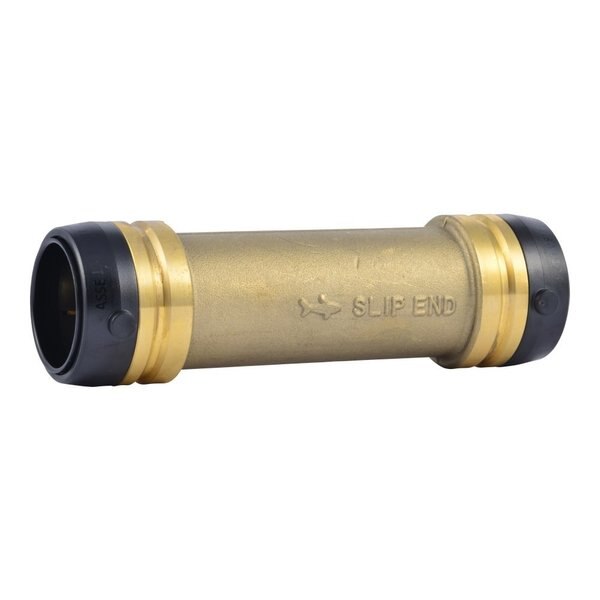 DZR Brass Slip Coupling, 1-1/4 in Tube Size