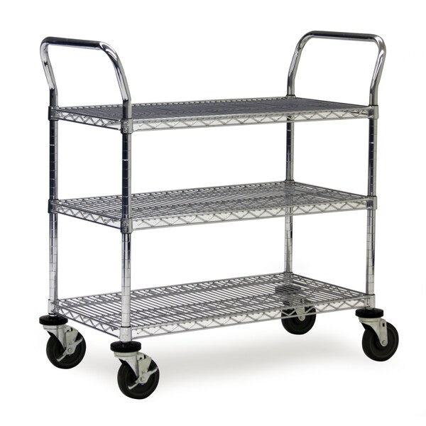 Wire Utility Cart, 2-Shelf, 18x30x40