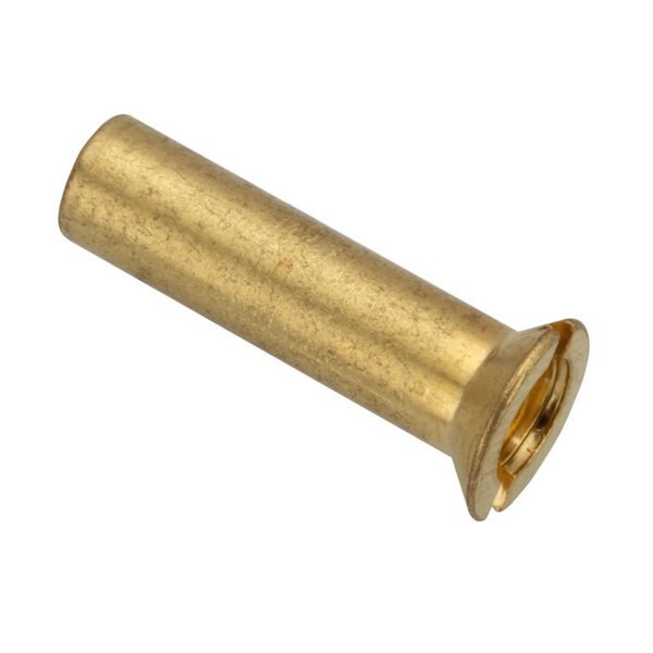 Barrel Nut, #8-32, 3/4 in Brl Lg, 13/64 in Brl Dia, Brass Unfinished