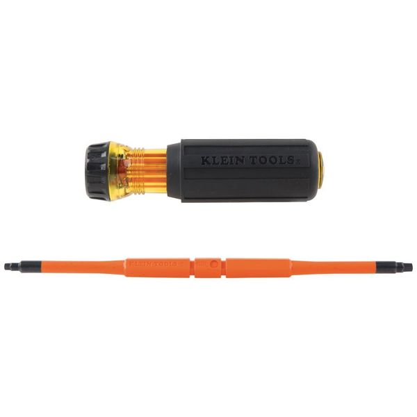 Flip-Blade Insulated Screwdriver, 2-in-1, Square Bit #1 and #2