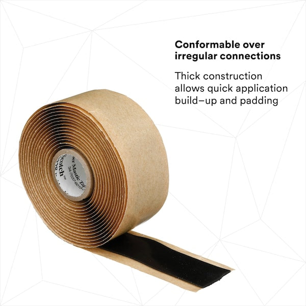 Rubber Mastic Electrical Tape, 2228, Scotch, 1 in W x 10 ft L, 65 mil Thick, Black, 1 Pack