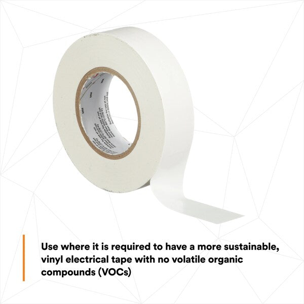 Vinyl Electrical Tape, 165, Temflex, 3/4 in W x 60 ft L, 6 mil thick, White, 1 Pack