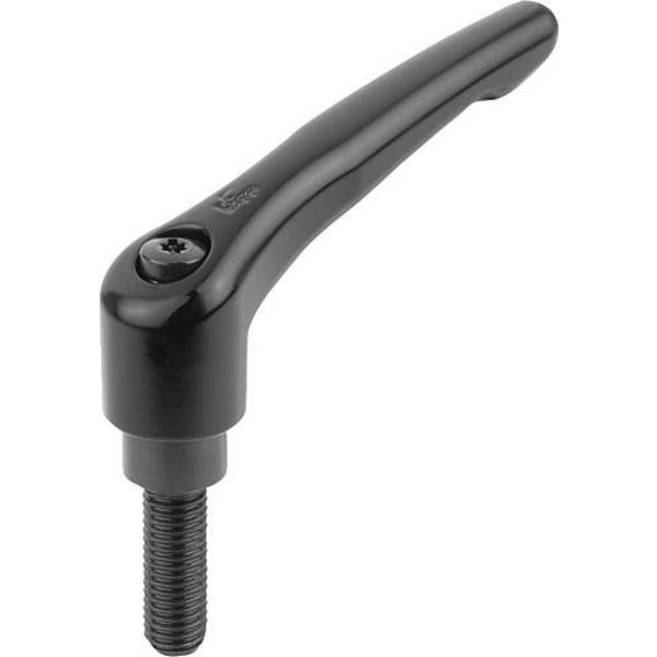 Adjustable Handle, Modern Design, Sz. 5, 5/8-11X25, Die Cast Zinc Black Satin, Comp: Steel