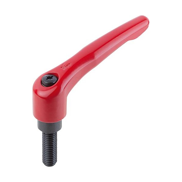Adjustable Handle, Modern Design, Sz. 3, M08X15, Die Cast Zinc Red RAL 3003, Comp: Steel