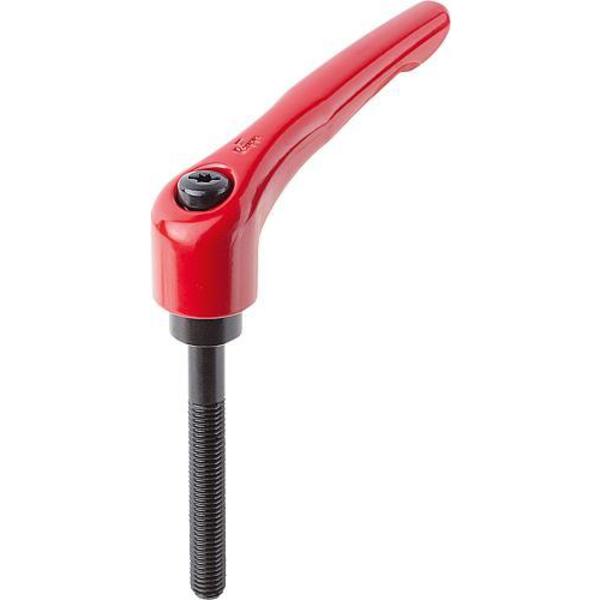 Adjustable Handle, Modern Design, Sz. 5, M12X70, Die Cast Zinc Red RAL 3003, Comp: Steel