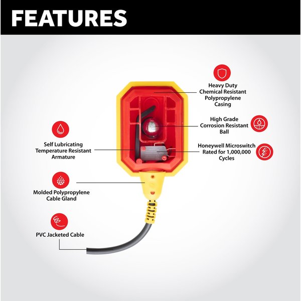 In/Outdoor Pump/High Water Alarm, 120V, 10' Float