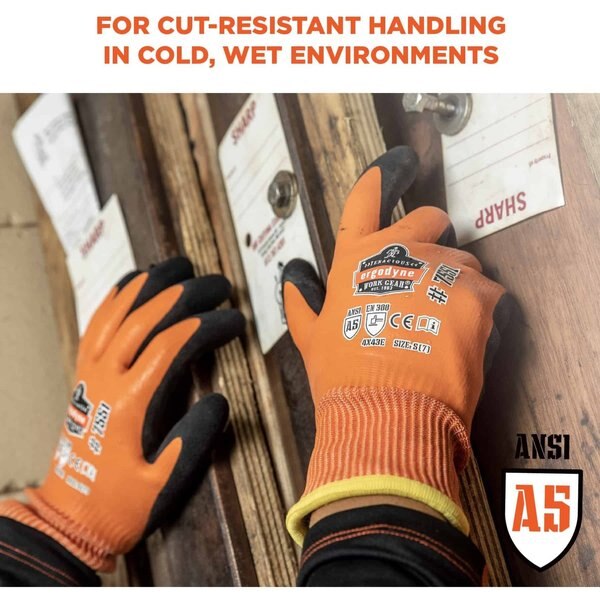 Orange A5 Coated Waterproof Gloves, XL, PR