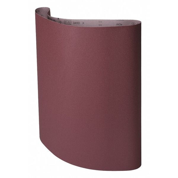 Sanding Belt, Coated, 37 in W, 75 in L, 100 Grit, Fine, Aluminum Oxide, 340D, Brown