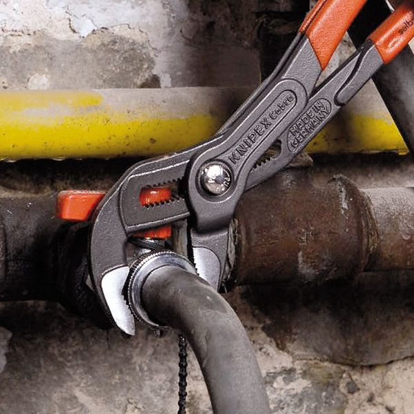 12 in V-Jaw Water Pump Plier Serrated, Plastic Grip