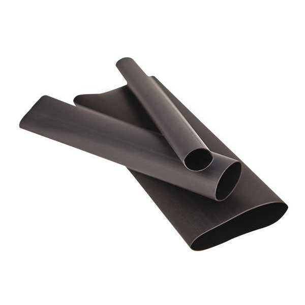 Shrink Tubing, 0.25in ID, Black, 4ft, PK12
