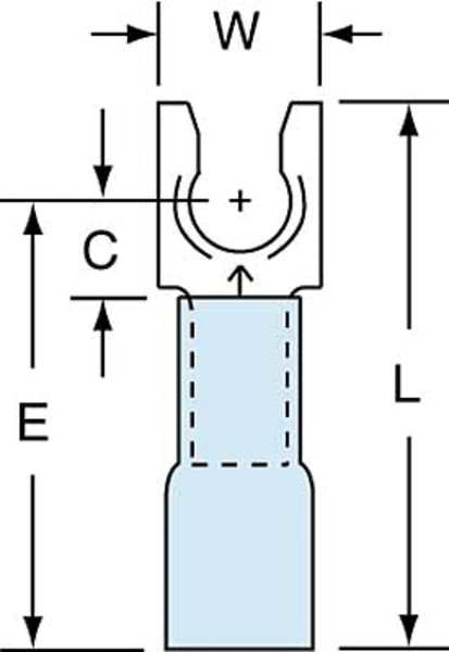 16-14 AWG Heat-Shrink Locking Fork Terminal #8 Stud PK250