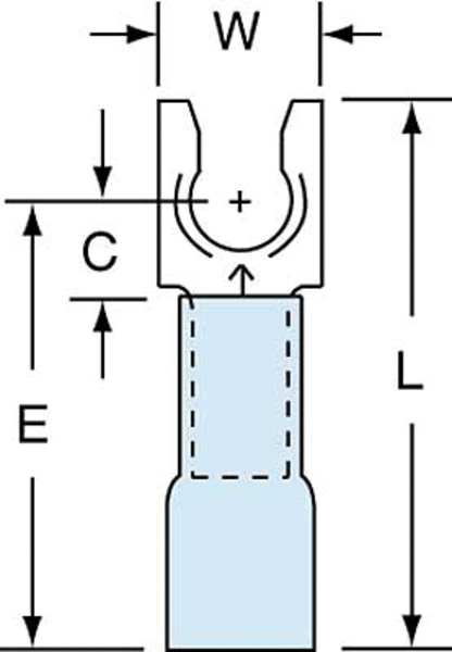 16-14 AWG Heat-Shrink Locking Fork Terminal #10 Stud PK250