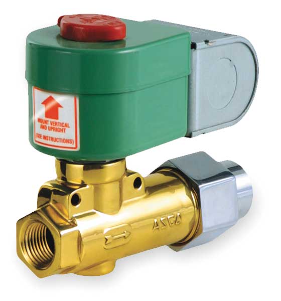 120V AC Brass Fuel Oil Solenoid Valve, Normally Closed, 3/8 in Pipe Size