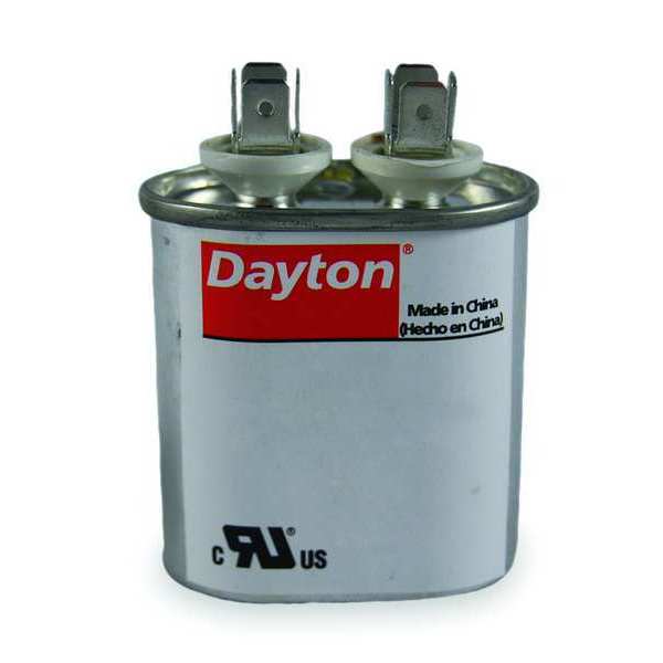 Motor Run Capacitor: Oval, 370V AC, 15 mfd, 3 9/16 in Overall H