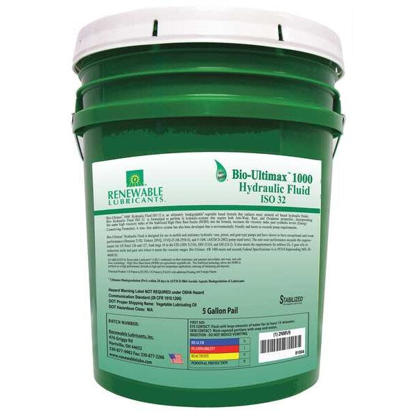 5 gal Bio-Ultimax 1000 Hydraulic Fluids Pail 32 ISO Viscosity