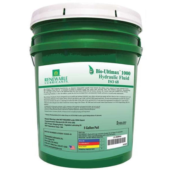 5 gal Bio-Ultimax 1000 Hydraulic Fluids Pail 68 ISO Viscosity