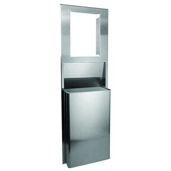 10 gal Rectangular Trash Can, Silver, 17 1/4 in Dia, Stainless Steel