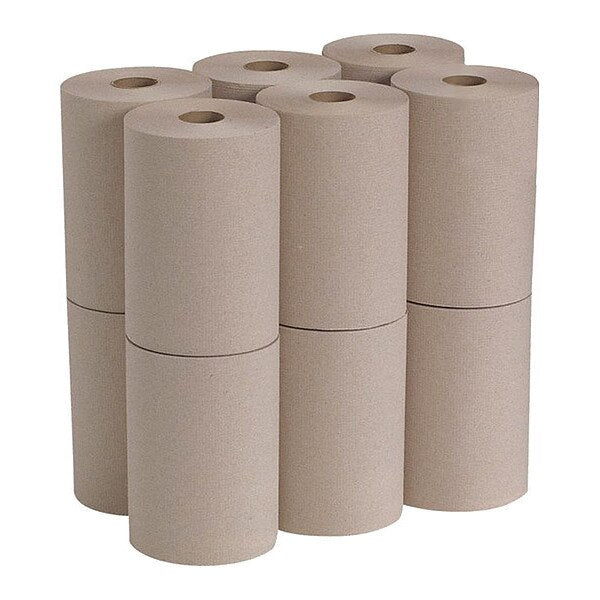 Pacific Blue Basic Hardwound Paper Towels, Continuous Roll, 7 7/8 in W, 350 ft L, Brown, 12 Pack