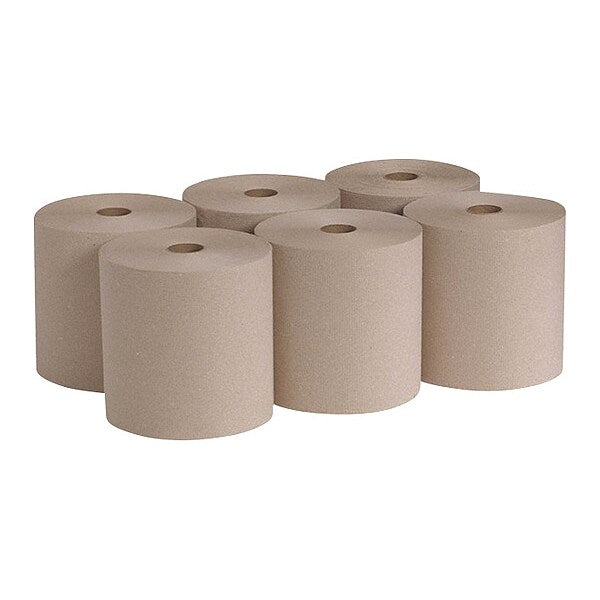 Pacific Blue Basic Hardwound Paper Towels, Continuous Roll, 7 7/8 in W, 800 ft, Brown, 6 Pack