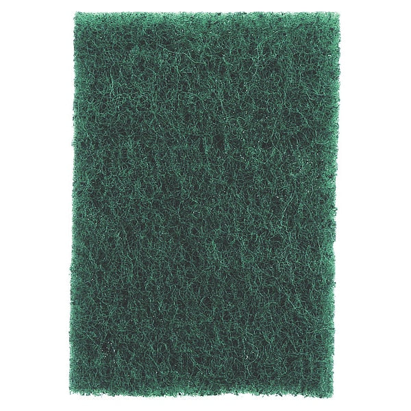 Scouring Pad, 9 in x 6 in W x 1/4 in H, Fiber/Resin, Multipurpose, Green, 20 Pack
