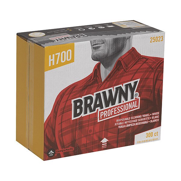 Dry Wipe, Brawny Pro H700, Flat Box, Heavy Absorbency, 13 in x 15 in, 300 Sheets, White