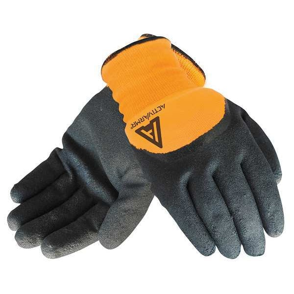 Hi-Vis Cut Resistant Coated Gloves, A2 Cut Level, Nitrile, 10, 1 PR
