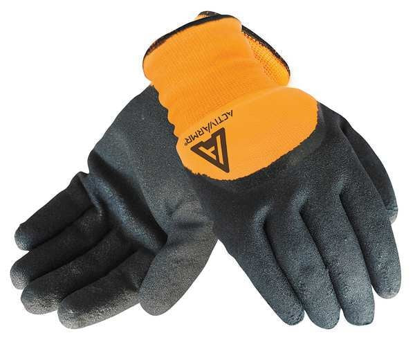 Hi-Vis Cut Resistant Coated Gloves, A2 Cut Level, Nitrile, 8, 1 PR