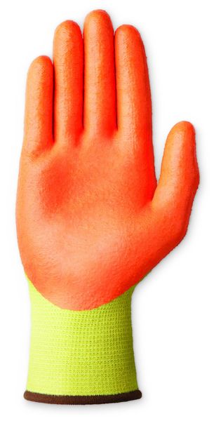 Hi-Vis Cut Resistant Coated Gloves, A5 Cut Level, Nitrile, XL, 1 PR