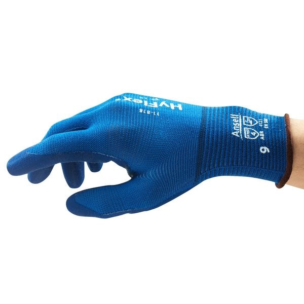 Foam Nitrile Coated Gloves, Palm Coverage, Blue, 10, PR