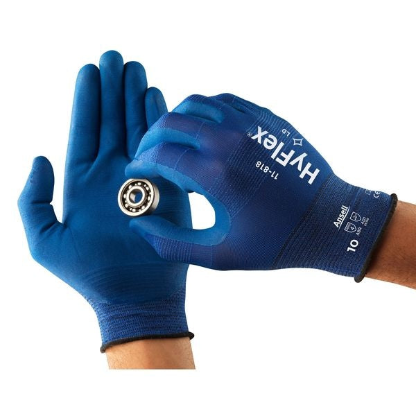 Foam Nitrile Coated Gloves, Palm Coverage, Blue, 10, PR