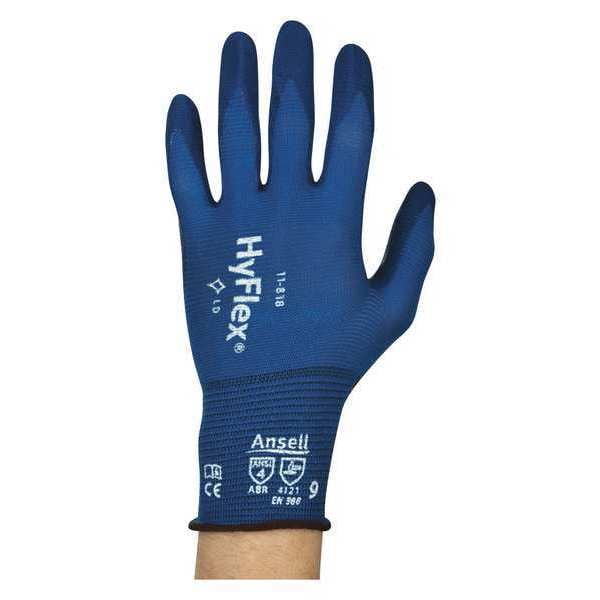 Foam Nitrile Coated Gloves, Palm Coverage, Blue, 10, PR