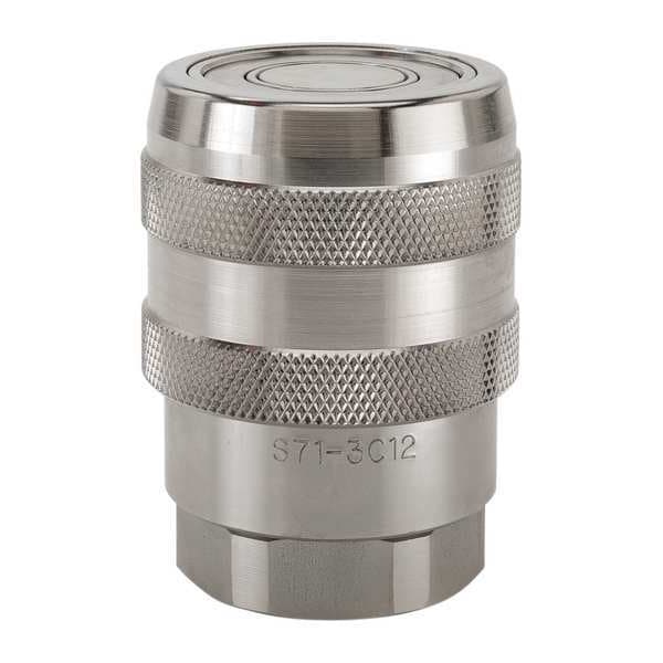 Hydraulic Quick Connect Hose Coupling, 316 Stainless Steel Body, Push-to-Connect Lock, 71 Series