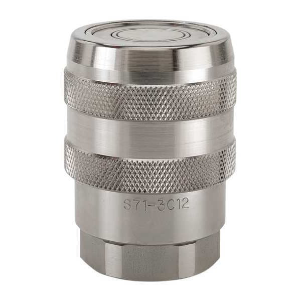Hydraulic Quick Connect Hose Coupling, 316 Stainless Steel Body, Push-to-Connect Lock, 71 Series