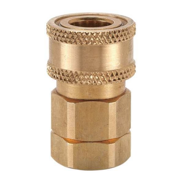 Hydraulic Quick Connect Hose Coupling, Brass Body, Sleeve Lock, 1/4
