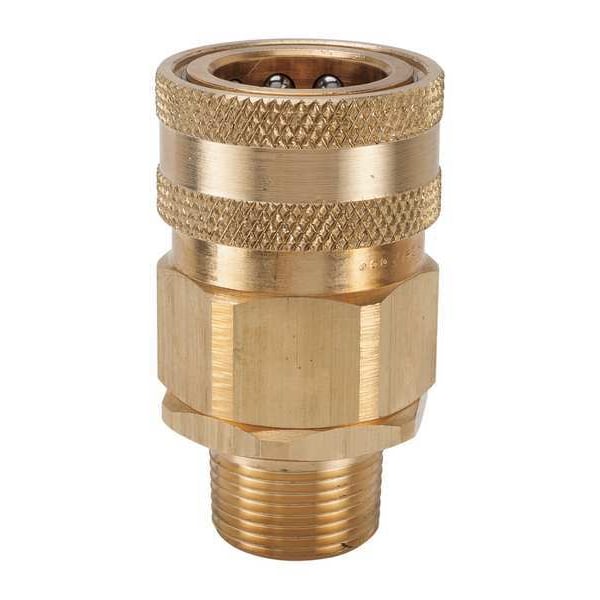 Hydraulic Quick Connect Hose Coupling, Brass Body, Sleeve Lock, 1/4