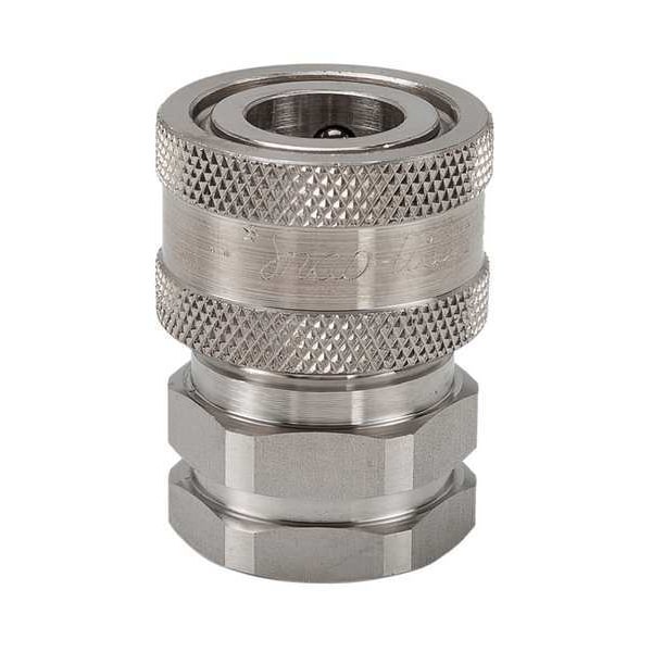 Hydraulic Quick Connect Hose Coupling, 316 Stainless Steel Body, Sleeve Lock, 1/2