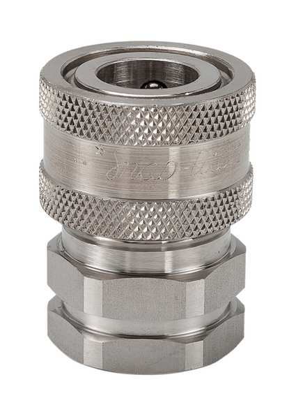 Hydraulic Quick Connect Hose Coupling, 316 Stainless Steel Body, Ball Lock, 1