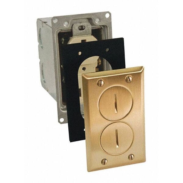 Floor Box, Duplex, 15A, 125V, Complete Brs