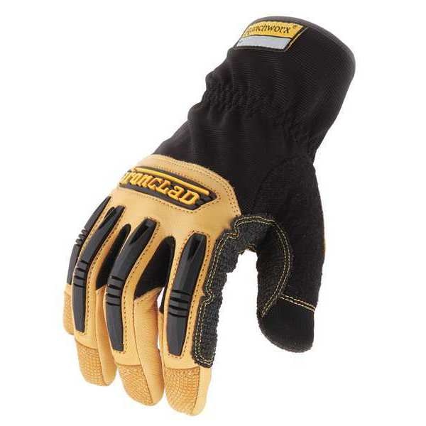 Mechanics Gloves, M, Tan, Leather, Leather/Ribbed Nylon/Spandex