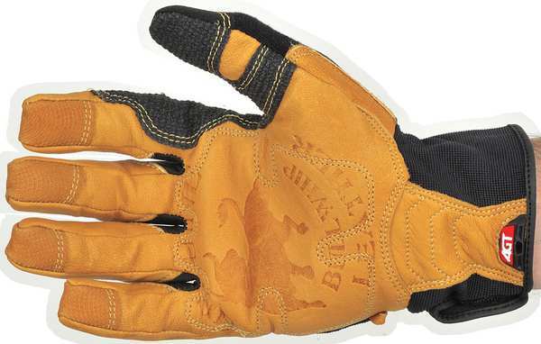 Mechanics Gloves, M, Tan, Leather, Leather/Ribbed Nylon/Spandex