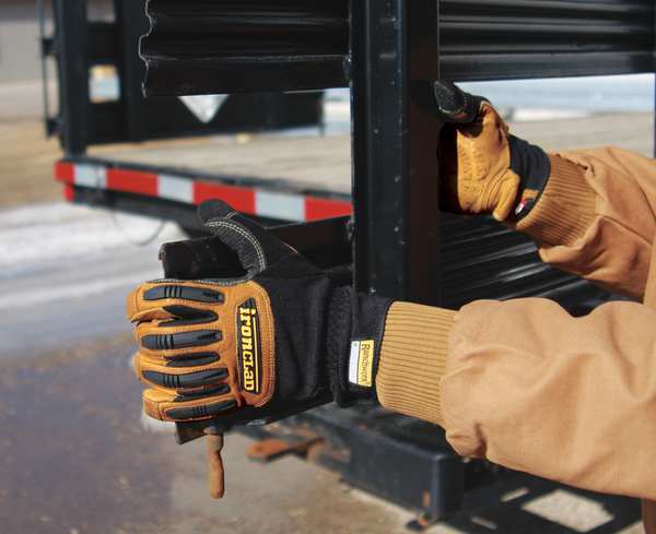 Mechanics Gloves, M, Tan, Leather, Leather/Ribbed Nylon/Spandex