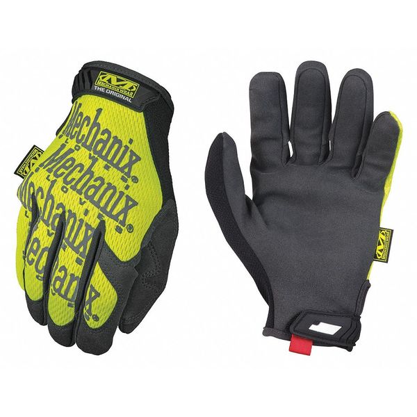 Hi-Vis Mechanics Gloves, L, Yellow, Synthetic Leather, Trekdry(R)