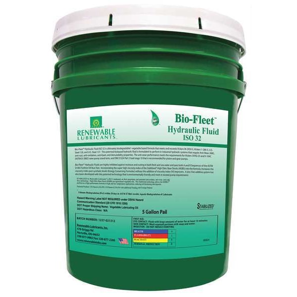 5 gal Bio-Fleet Hydraulic Fluid Pail 32 ISO Viscosity