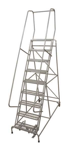 120 in H Steel Rolling Ladder, 9 Steps