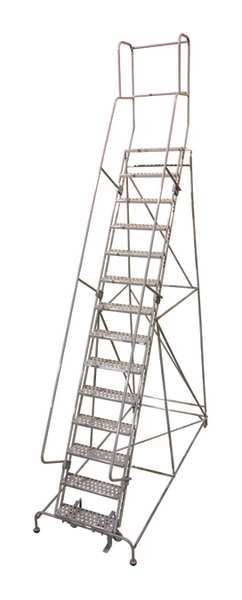 182 in H Steel Rolling Ladder, 14 Steps