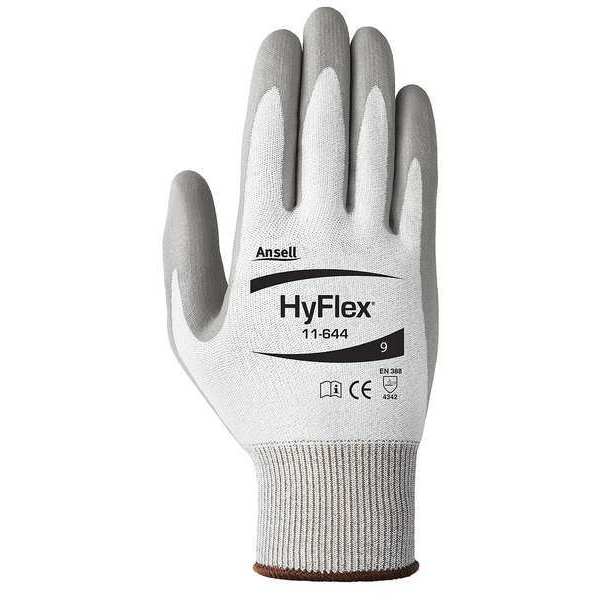 Hyflex Cut-Resistant Coated Gloves, A2 Cut Level, Dipped, Polyurethane, Gray, Large (Size 9), 1 Pair